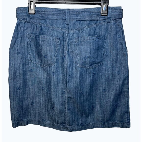 Talbots Embroidered Daisy A-Line Skirt Chambray Blue 8P - Picture 8 of 13